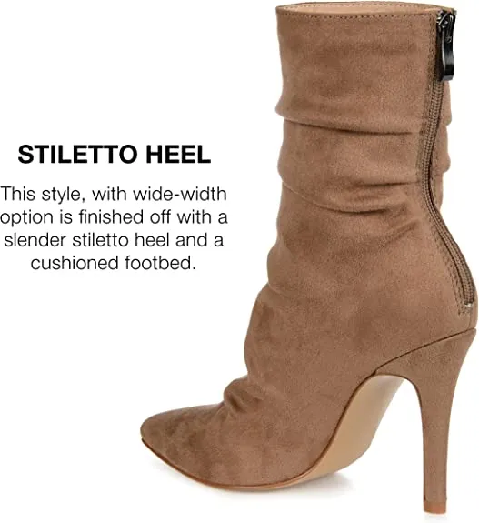 Journee Collection Womens Markie Back Heel Zip Stiletto Booties Tan 9.5 Medium Womens US