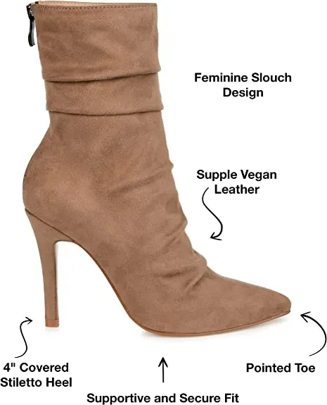 Journee Collection Womens Markie Back Heel Zip Stiletto Booties Tan 9.5 Medium Womens US