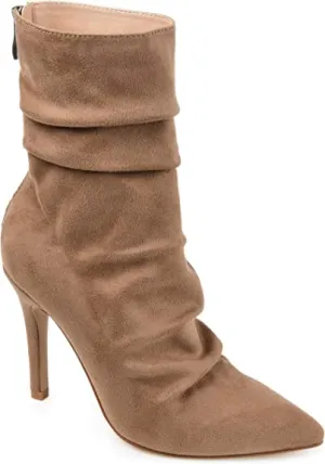 Journee Collection Womens Markie Back Heel Zip Stiletto Booties Tan 9.5 Medium Womens US