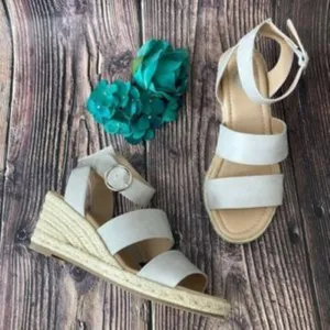 Journee Grey Norra Espadrille Wedge Sandal 6M