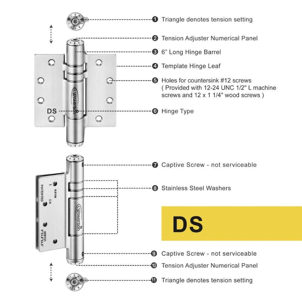 K51M-400-D3 | Heavy Duty Hydraulic Hybrid Self Closing Hinge with Hold Open | 4” x 4” | 304 Stainless Steel | 3 Pack