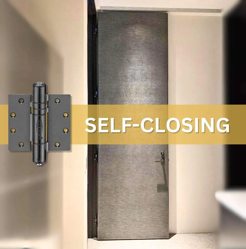 K51M-400-D4 | Heavy Duty Hydraulic Hybrid Self Closing Hinge with Hold Open | 4” x 4” | 8ft | 304 Stainless Steel | 4 Pack