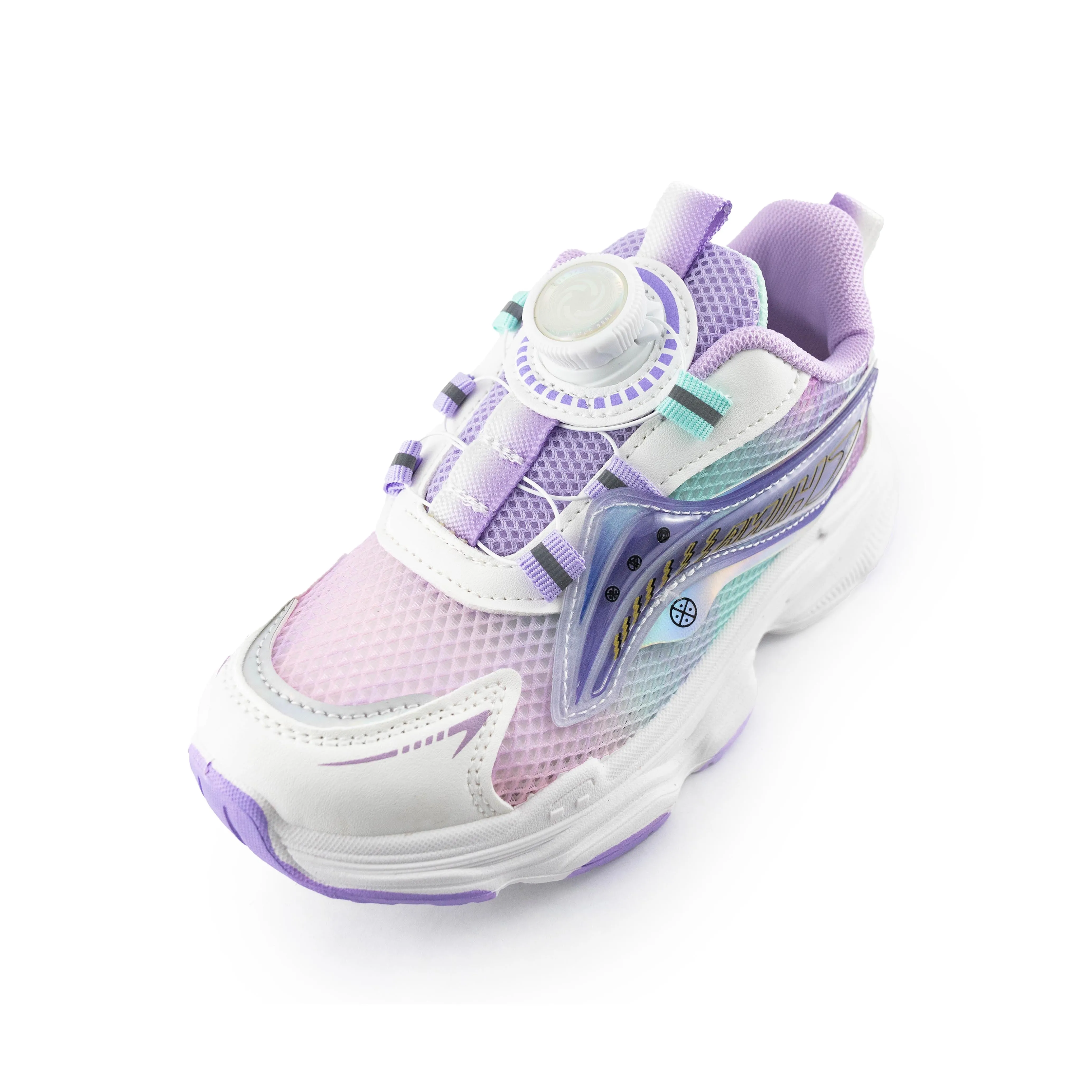 Kid's Rotary buckle Sneakers - Purple/White D3032