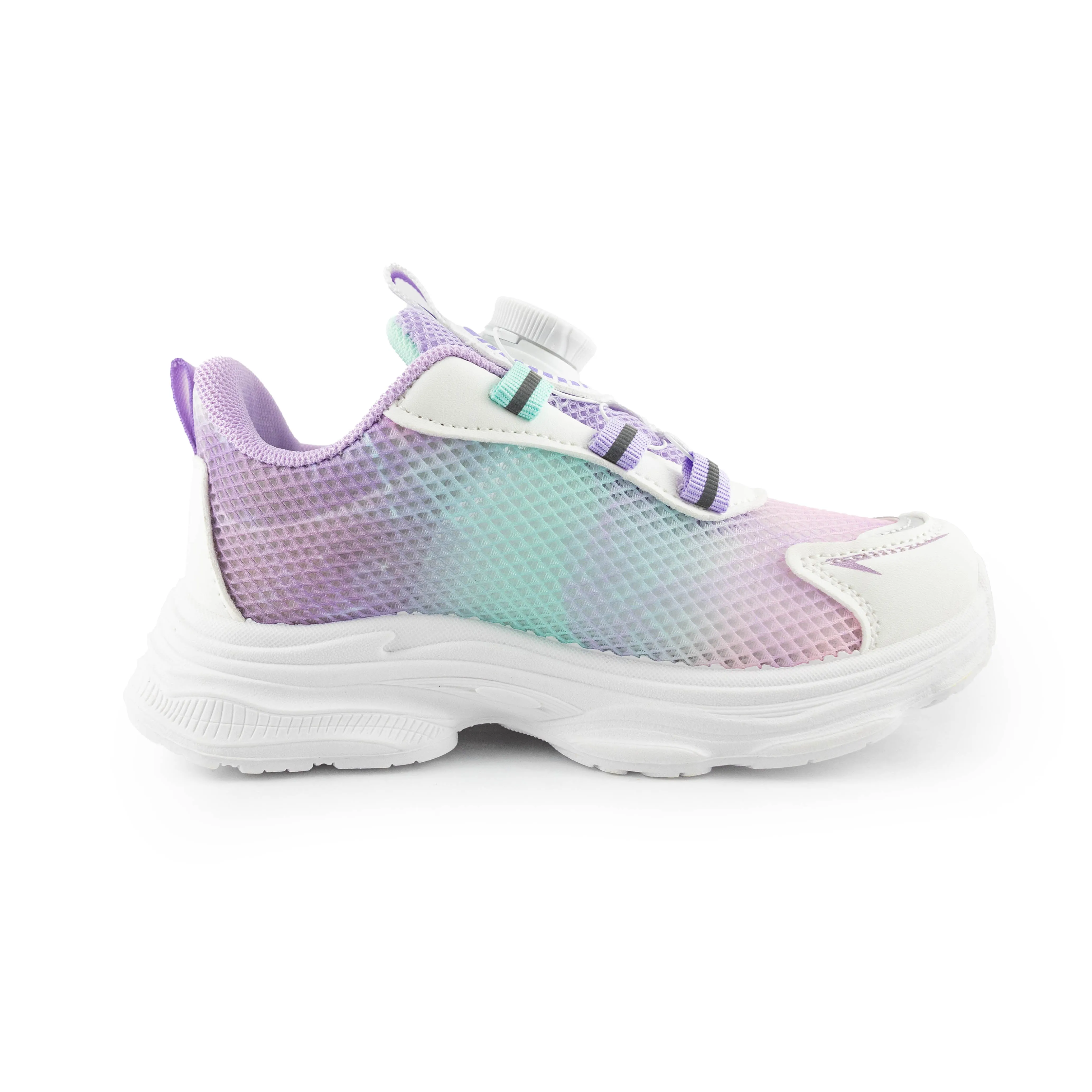 Kid's Rotary buckle Sneakers - Purple/White D3032