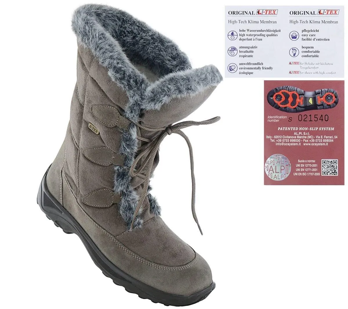 Lackner Kitzbühel Renate TX - Damen Winter Stiefel mit integrierten Spikes 7606 Taupe