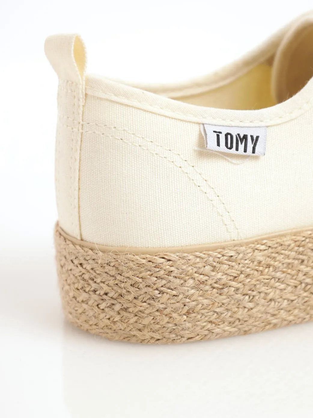 Ladies Espadrille Platform Lace-Up Sneaker - Beige