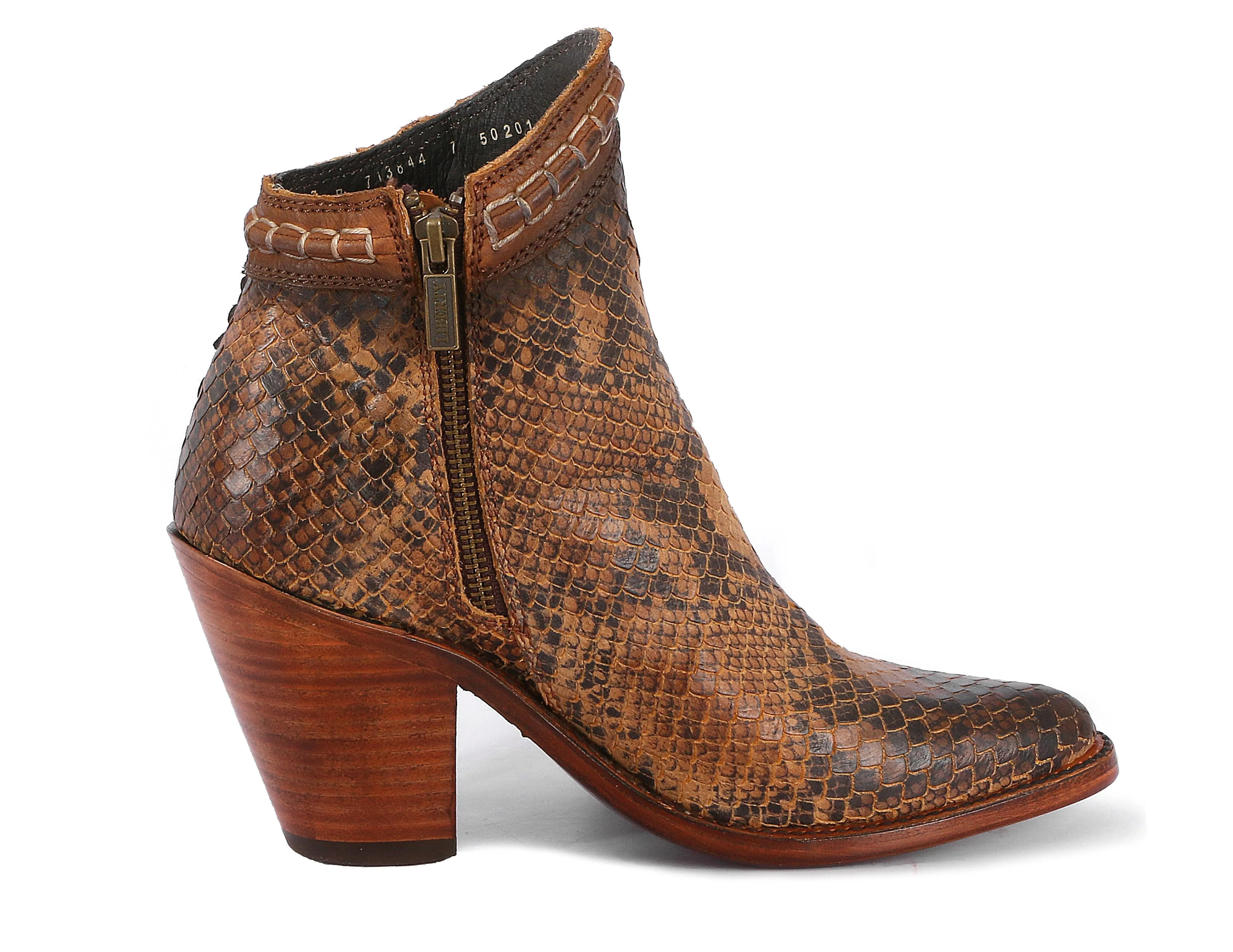Liberty Black Fringe Bootie in Pithon Fileteado Miel