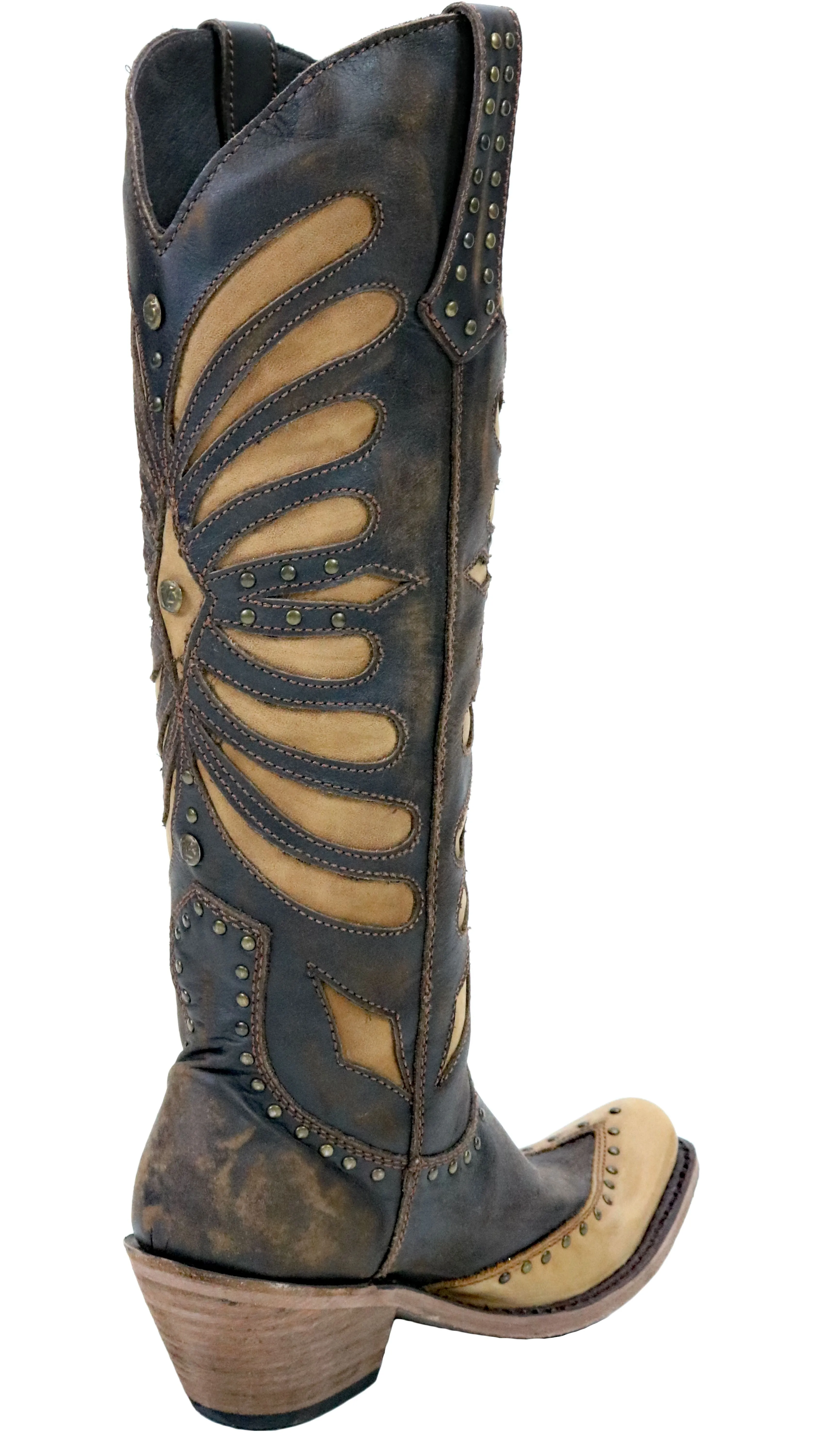 Liberty Black Vintage Cafe Studded Boots
