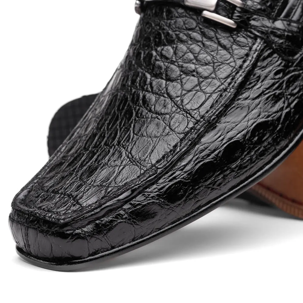 Marco Di Milano Fabro in Black Caiman Bit Loafers