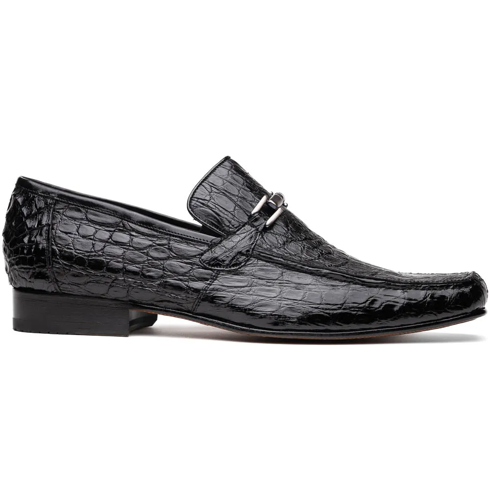 Marco Di Milano Fabro in Black Caiman Bit Loafers