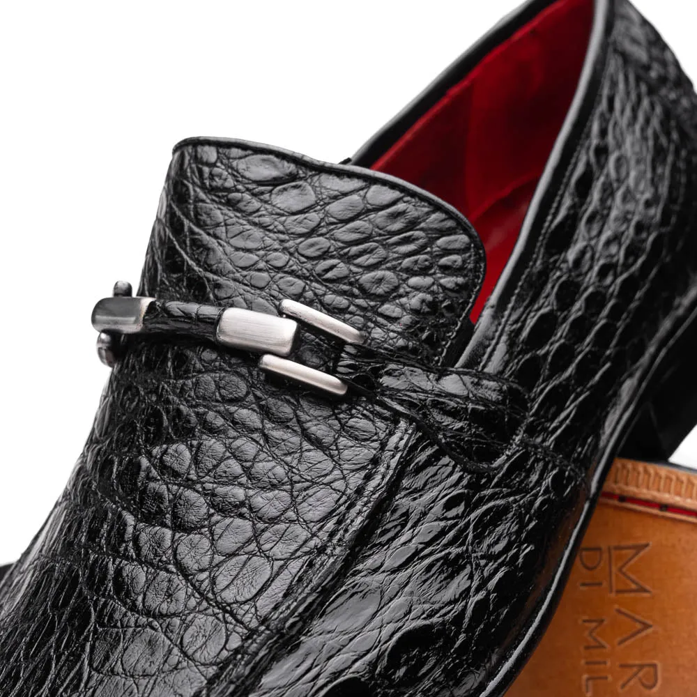 Marco Di Milano Fabro in Black Caiman Bit Loafers