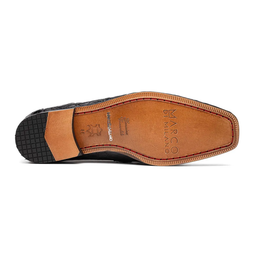 Marco Di Milano Fabro in Black Caiman Bit Loafers
