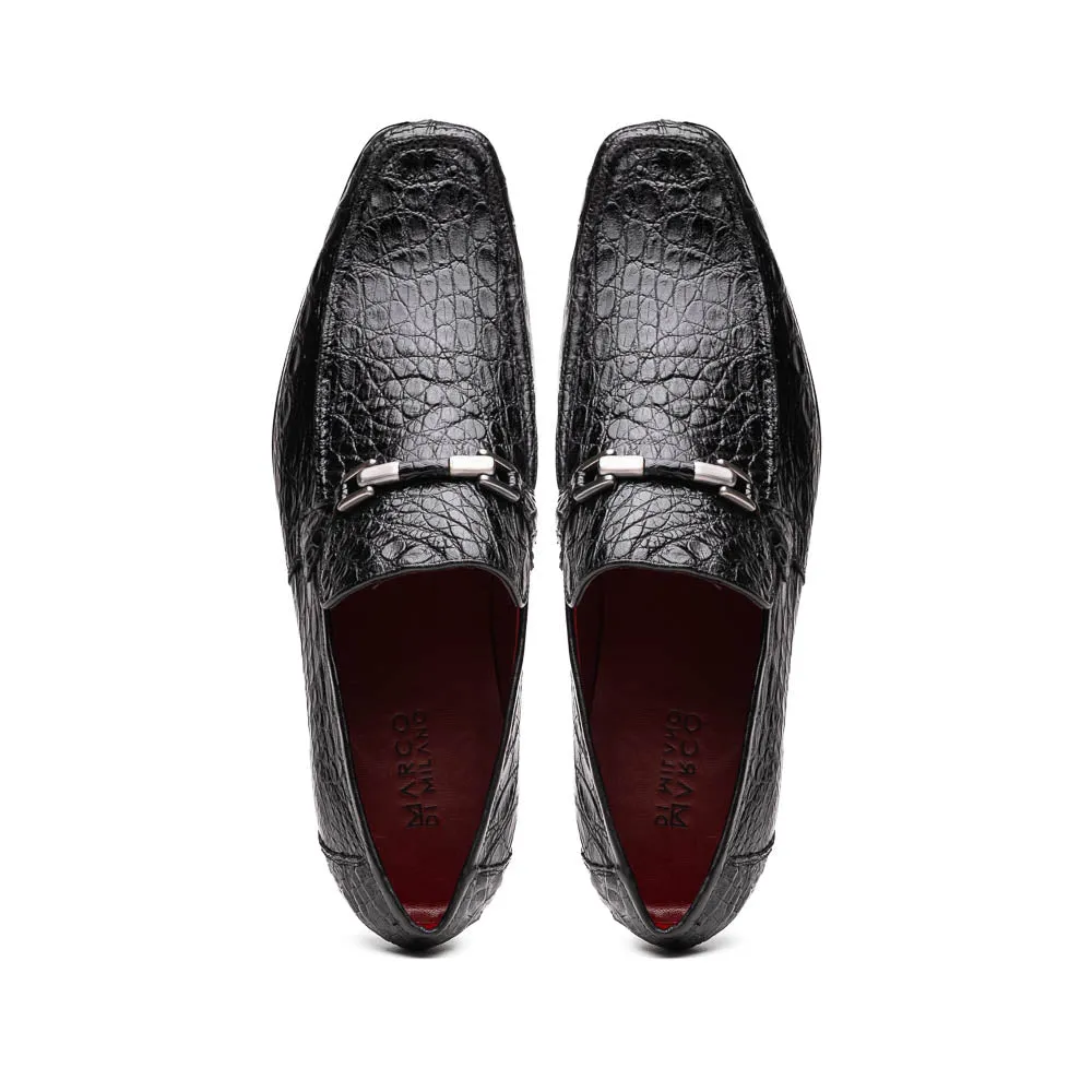 Marco Di Milano Fabro in Black Caiman Bit Loafers