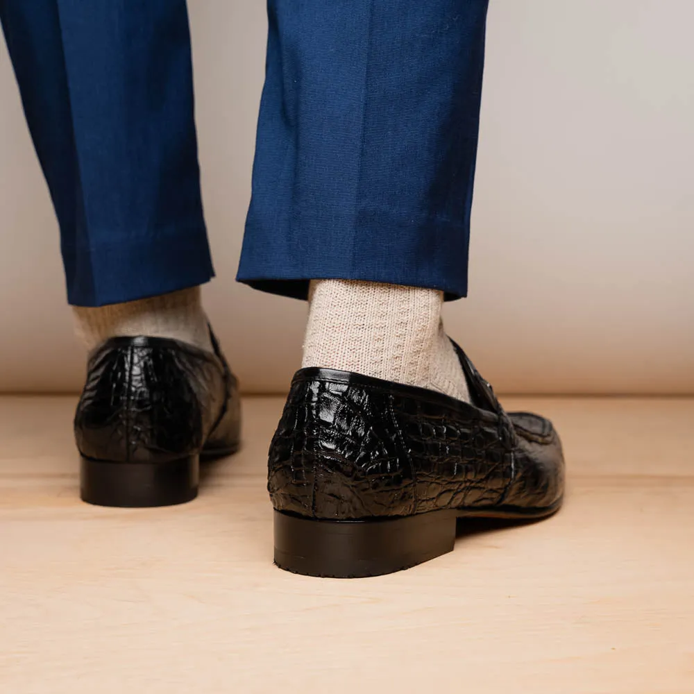 Marco Di Milano Fabro in Black Caiman Bit Loafers