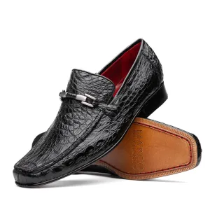 Marco Di Milano Fabro in Black Caiman Bit Loafers