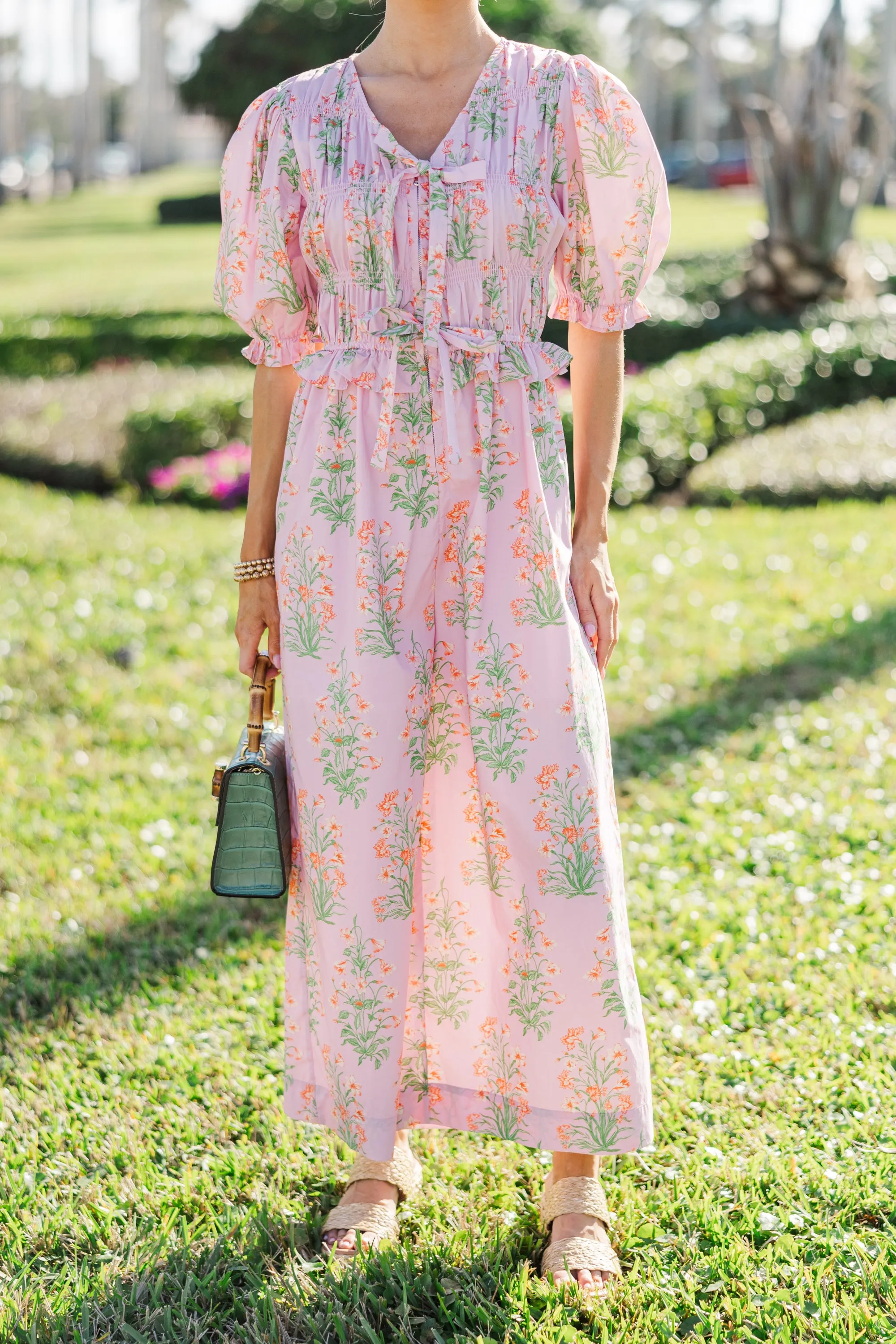 Meadow Stroll Cotton Candy Pink Floral Jumpsuit