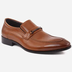 Men "RAFAEL" Woven Moc Toe Metallic Clasp Formal Leather Loafer Shoes