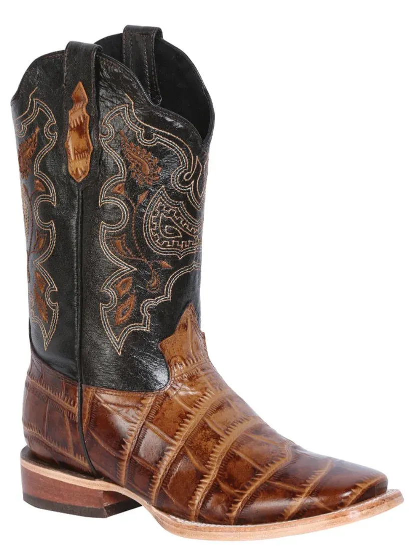 Men's Imitation Crocodile Rodeo Boots 'El General' Coffee Color 41794