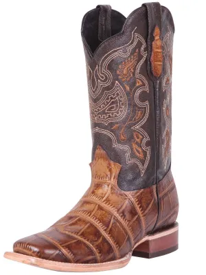 Men's Imitation Crocodile Rodeo Boots 'El General' Coffee Color 41794