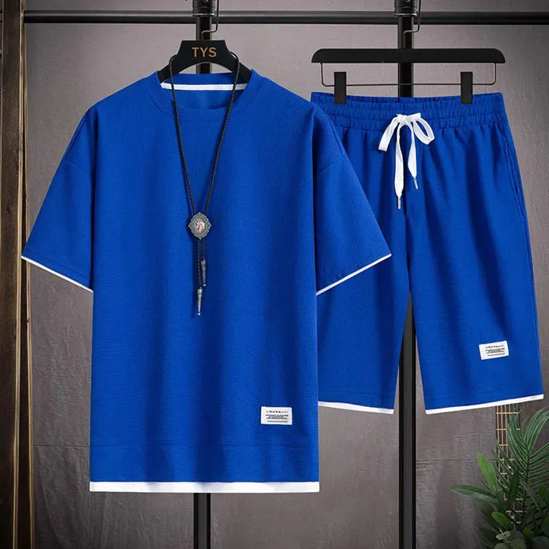 Men's Waffle Fabric Summer Tracksuit - 2-Piece Set