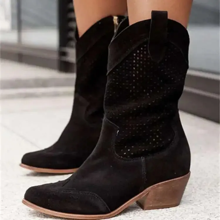 Mid-Calf Cowgirl Boots Casual Shoes