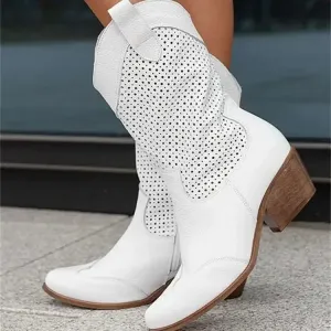 Mid-Calf Cowgirl Boots Casual Shoes