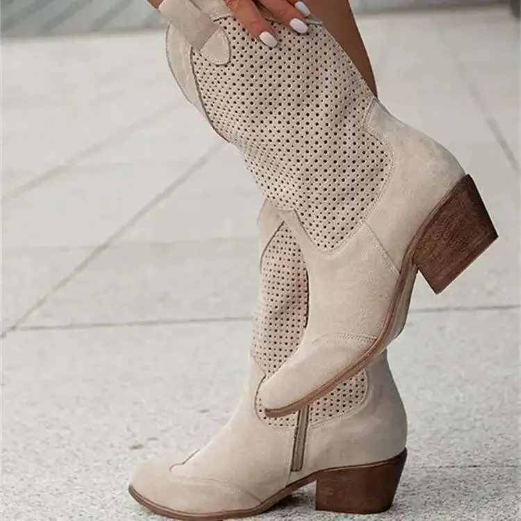 Mid-Calf Cowgirl Boots Casual Shoes