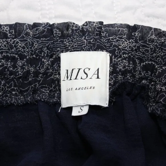 Misa Los Angeles Womens Marion Mini Skirt Ruffles Blue White Size Small Lined