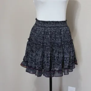 Misa Los Angeles Womens Marion Mini Skirt Ruffles Blue White Size Small Lined