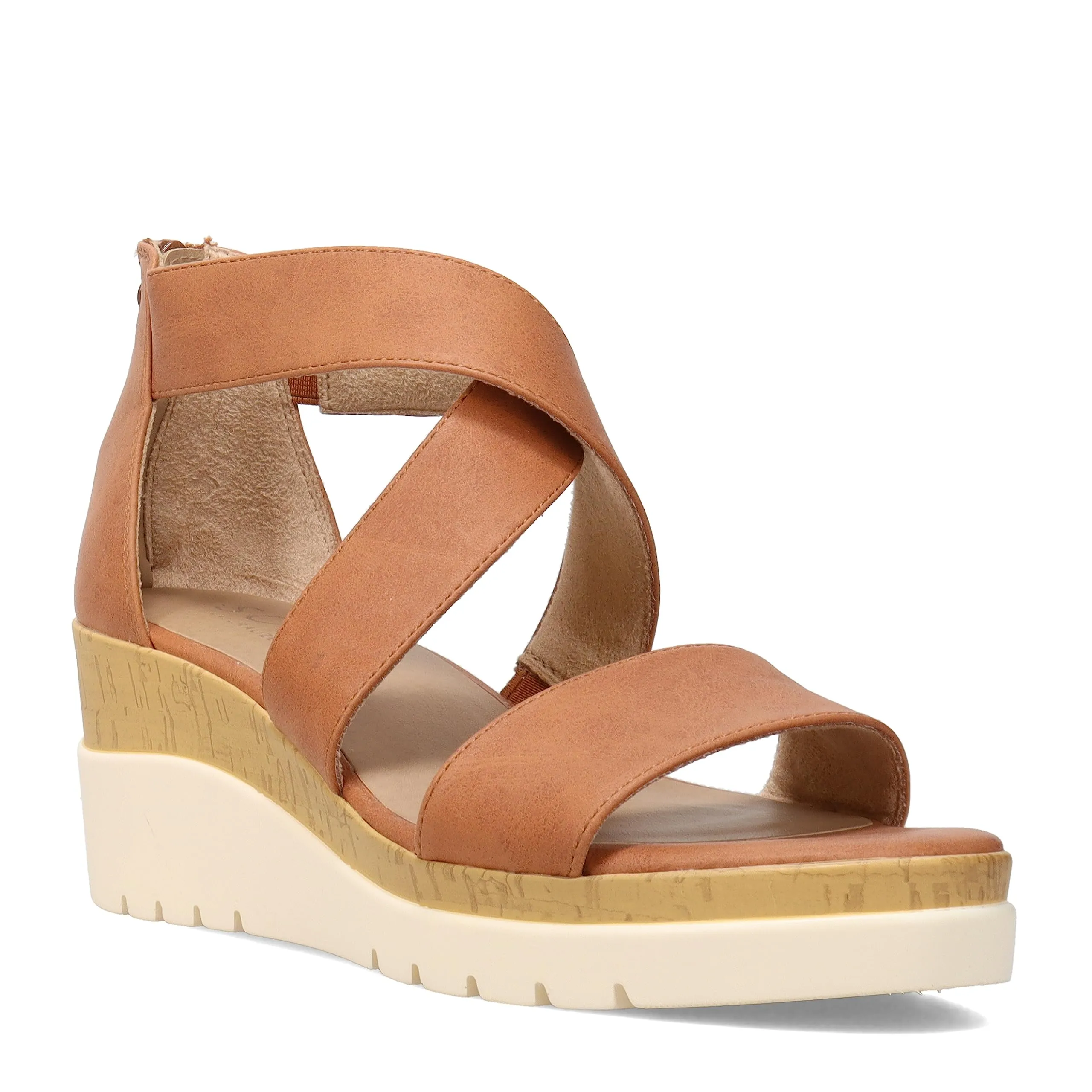 Naturalizer SOUL Women's Goodtimes Crisscross Strappy Wedge Sandal Toffee Brown Smooth 6.5W