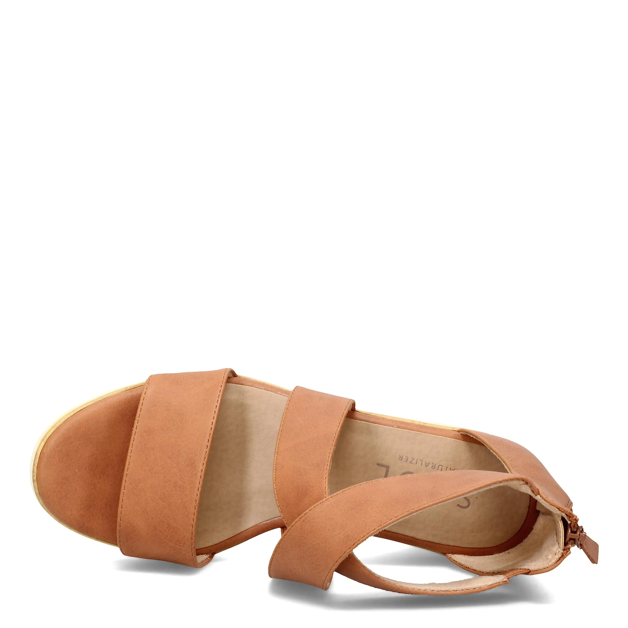 Naturalizer SOUL Women's Goodtimes Crisscross Strappy Wedge Sandal Toffee Brown Smooth 6.5W