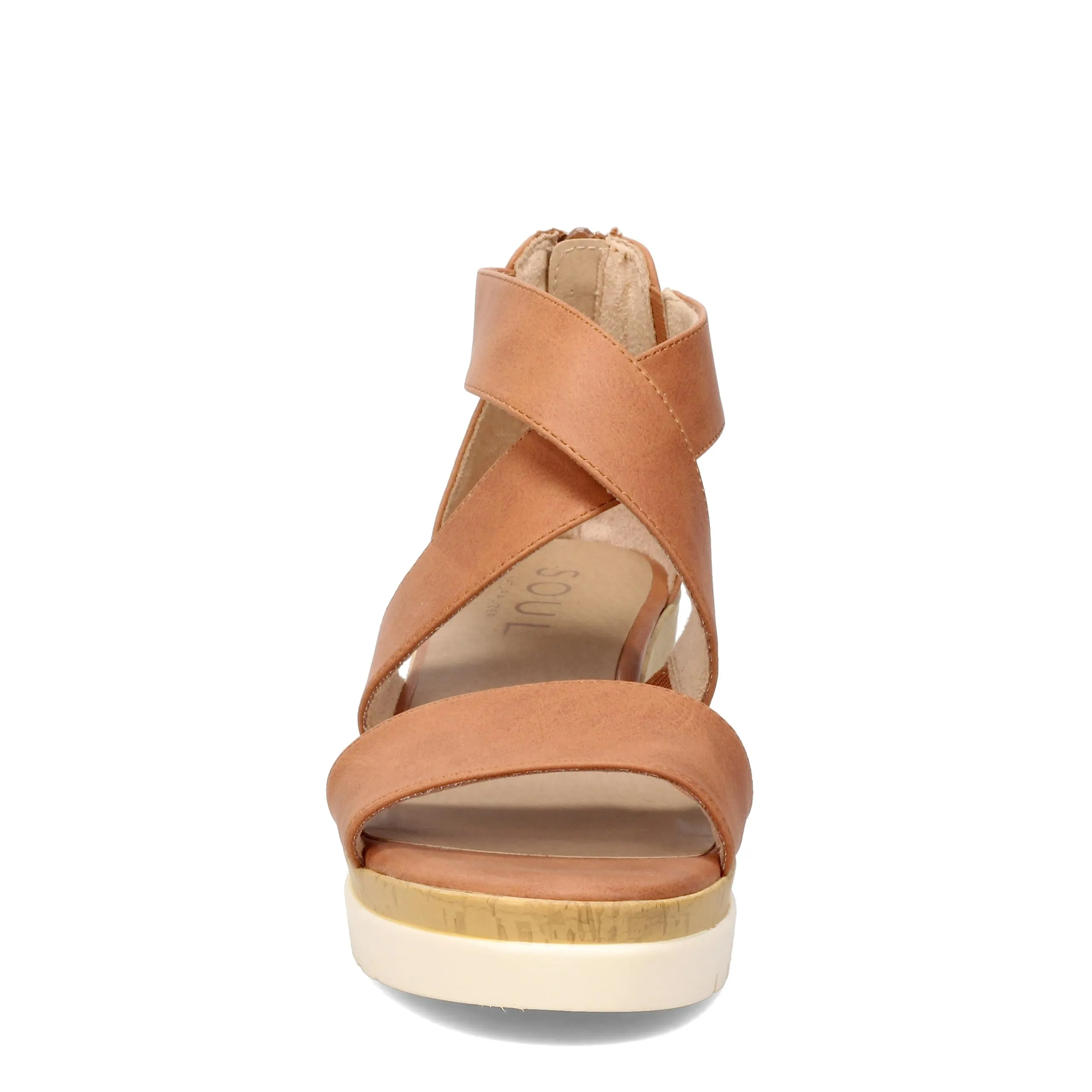 Naturalizer SOUL Women's Goodtimes Crisscross Strappy Wedge Sandal Toffee Brown Smooth 6.5W
