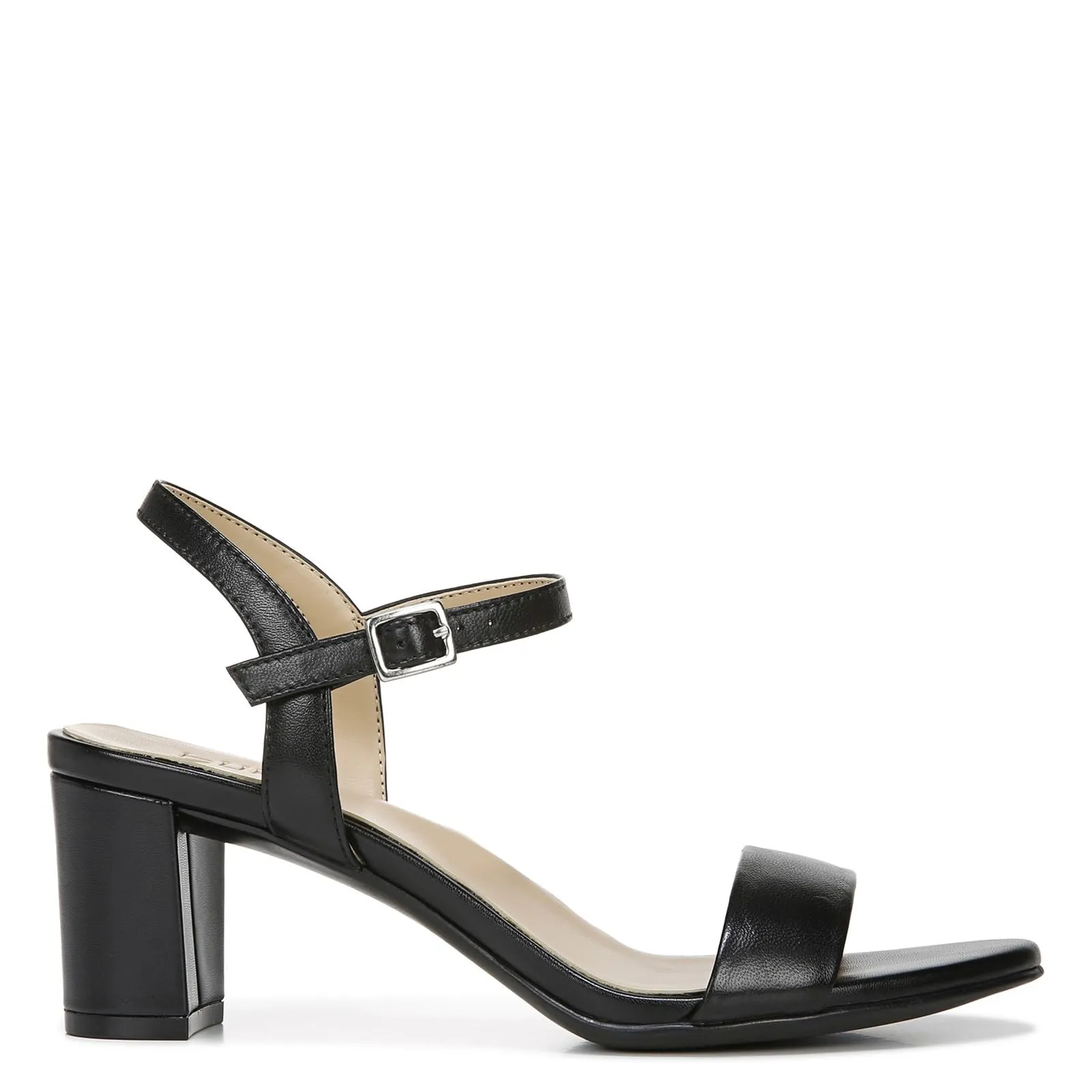 Naturalizer Womens Bristol Ankle Strap Chunky Block Heel Dress Sandal ,Black Smooth ,11M