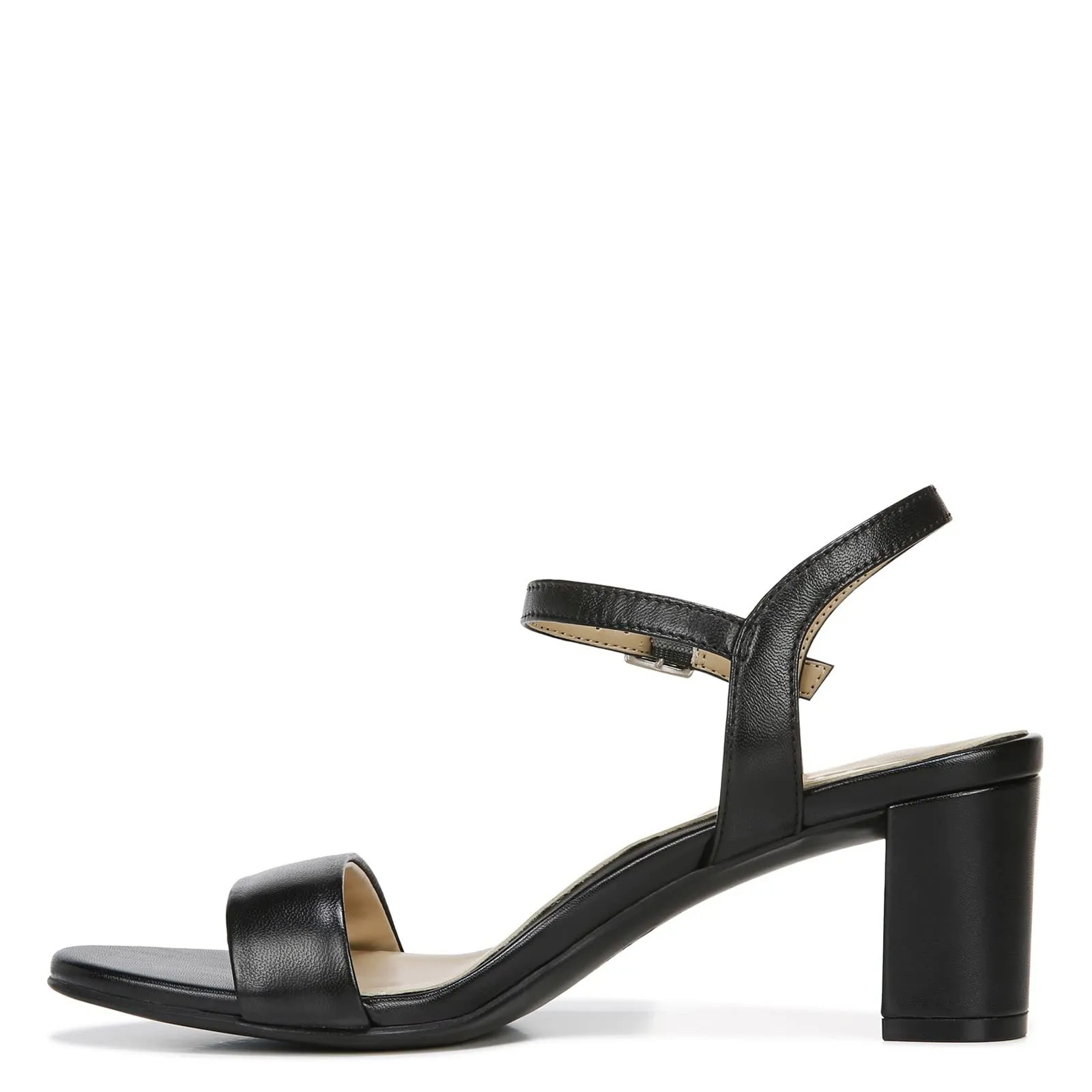 Naturalizer Womens Bristol Ankle Strap Chunky Block Heel Dress Sandal ,Black Smooth ,11M
