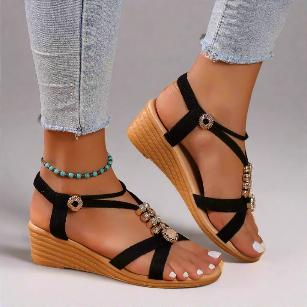 Nelda | Wedge Sandals with Ankle Strap – Stylish and Comfortable