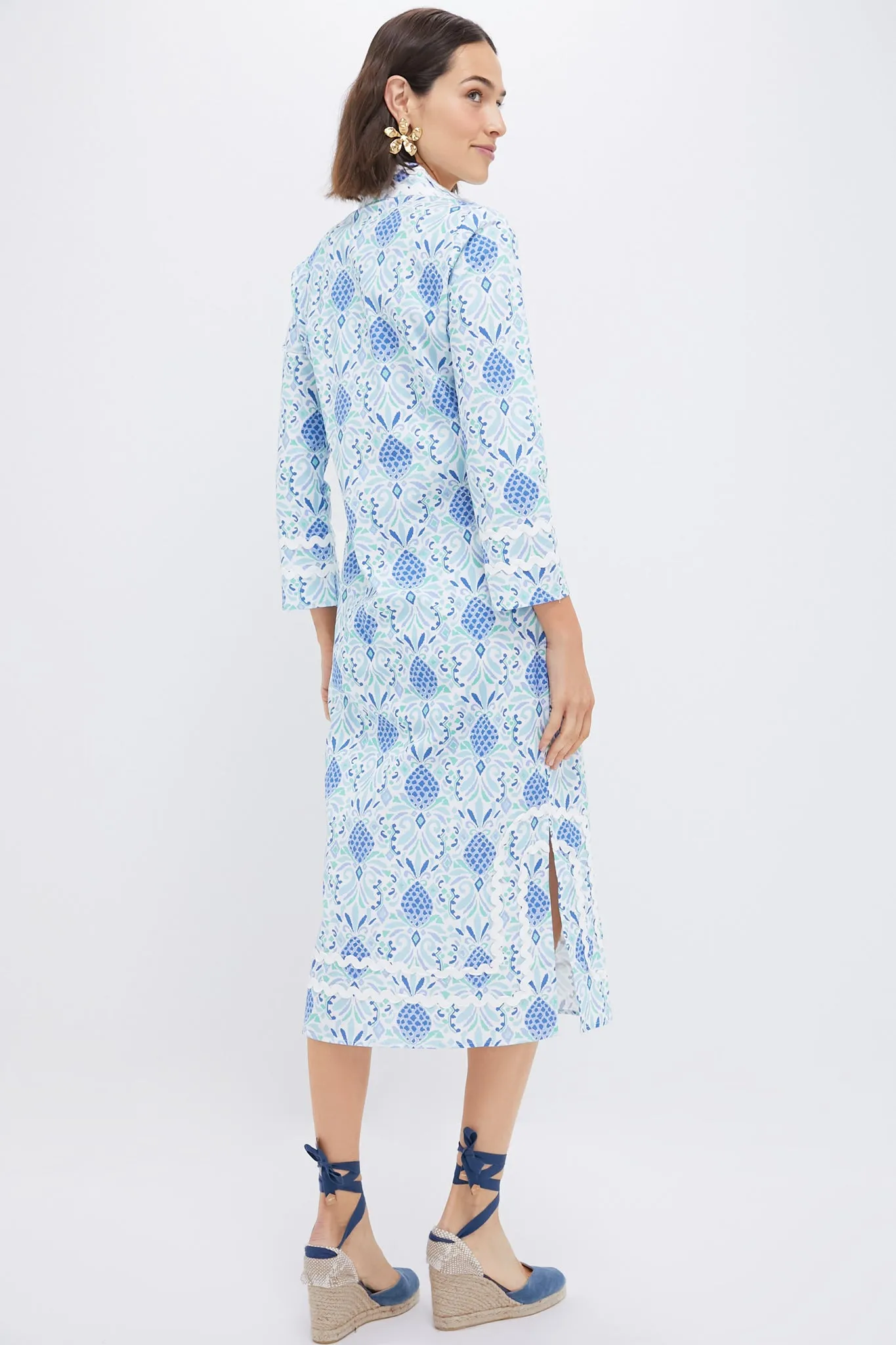Pineapple Print Longsleeve Classic Midi Tunic