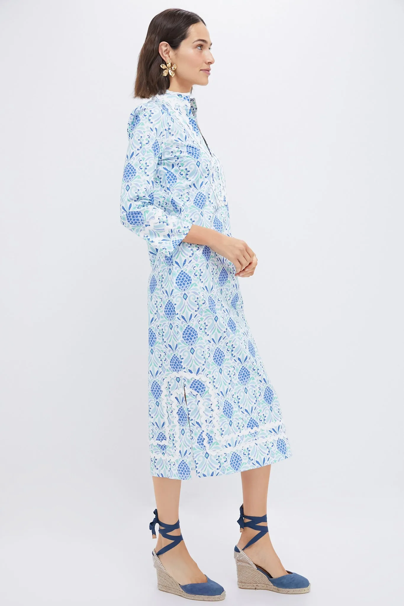 Pineapple Print Longsleeve Classic Midi Tunic