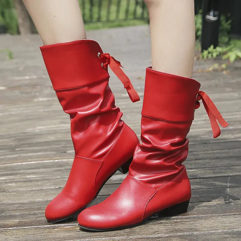 Point Toe Block Heels Boots