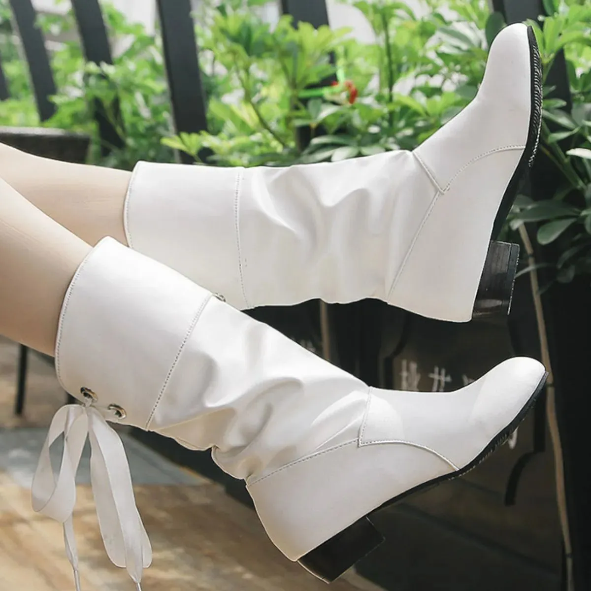 Point Toe Block Heels Boots