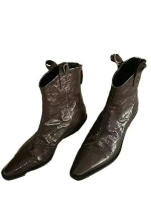 Point Toe Block Heels Boots