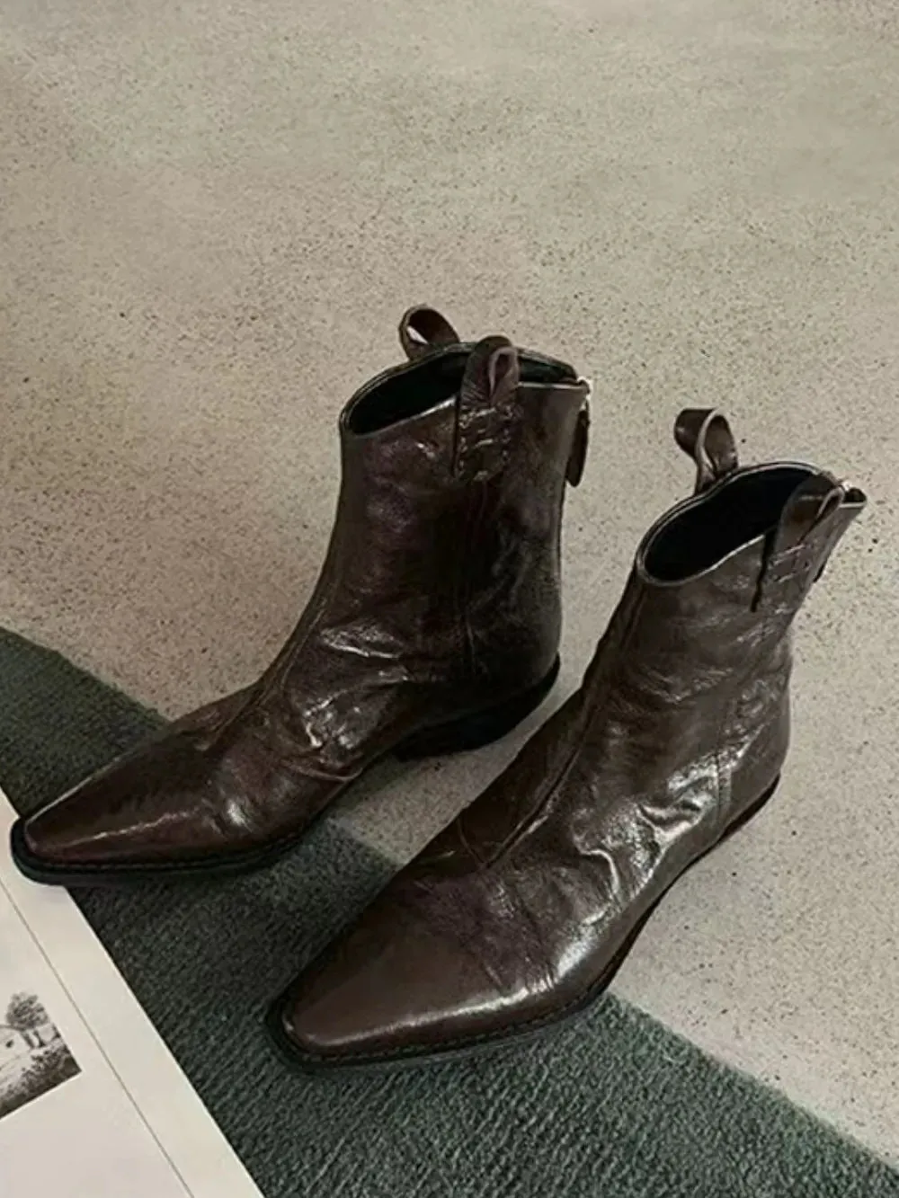 Point Toe Block Heels Boots