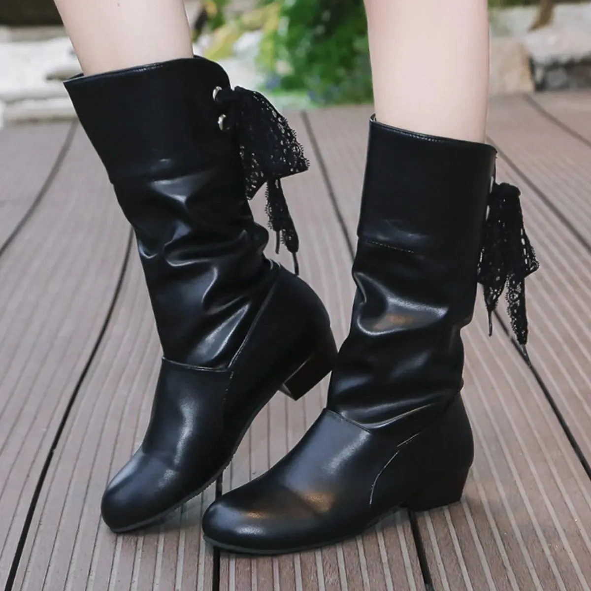 Point Toe Block Heels Boots