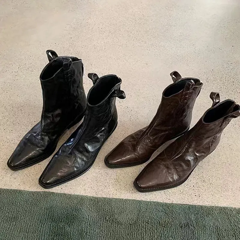 Point Toe Block Heels Boots