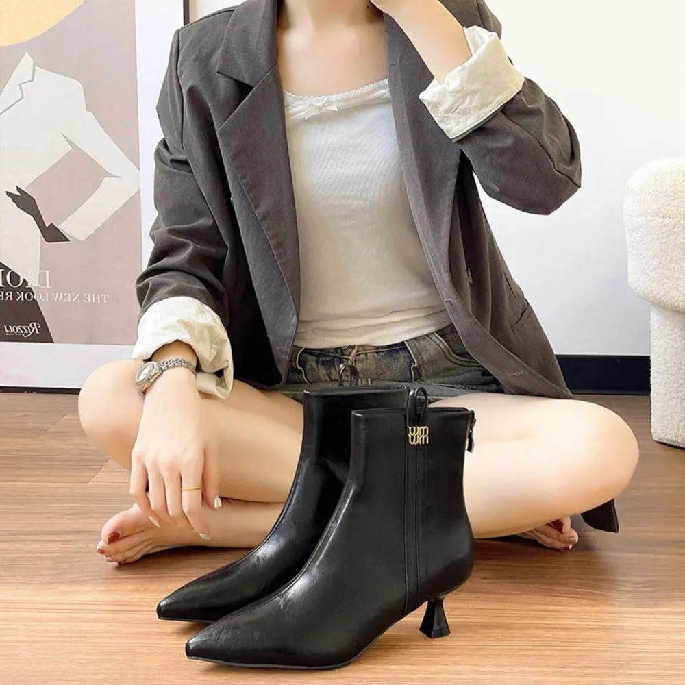 Point Toe Kitten Heels Boots