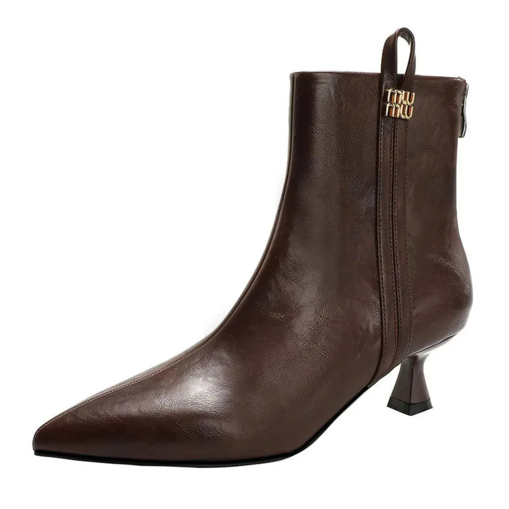 Point Toe Kitten Heels Boots