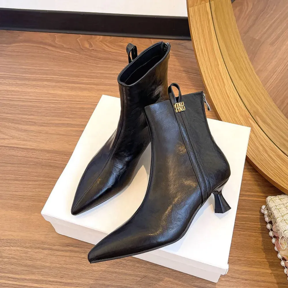 Point Toe Kitten Heels Boots