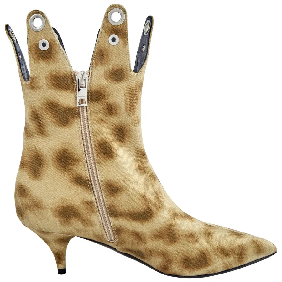 Print Eyelet Detail Ankle Boots
