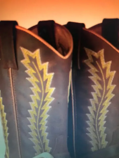 "The Hip & Classy Country Western" Rustic Brown & Gold Urban Ranch Cowboy Boots