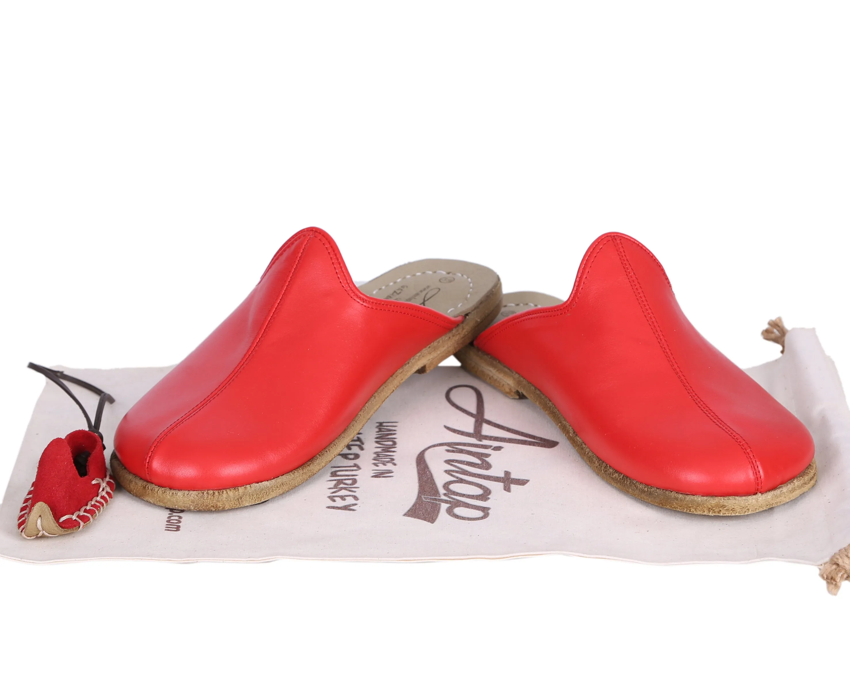Red Sandal Wide Barefoot Smooth Leather Handmade