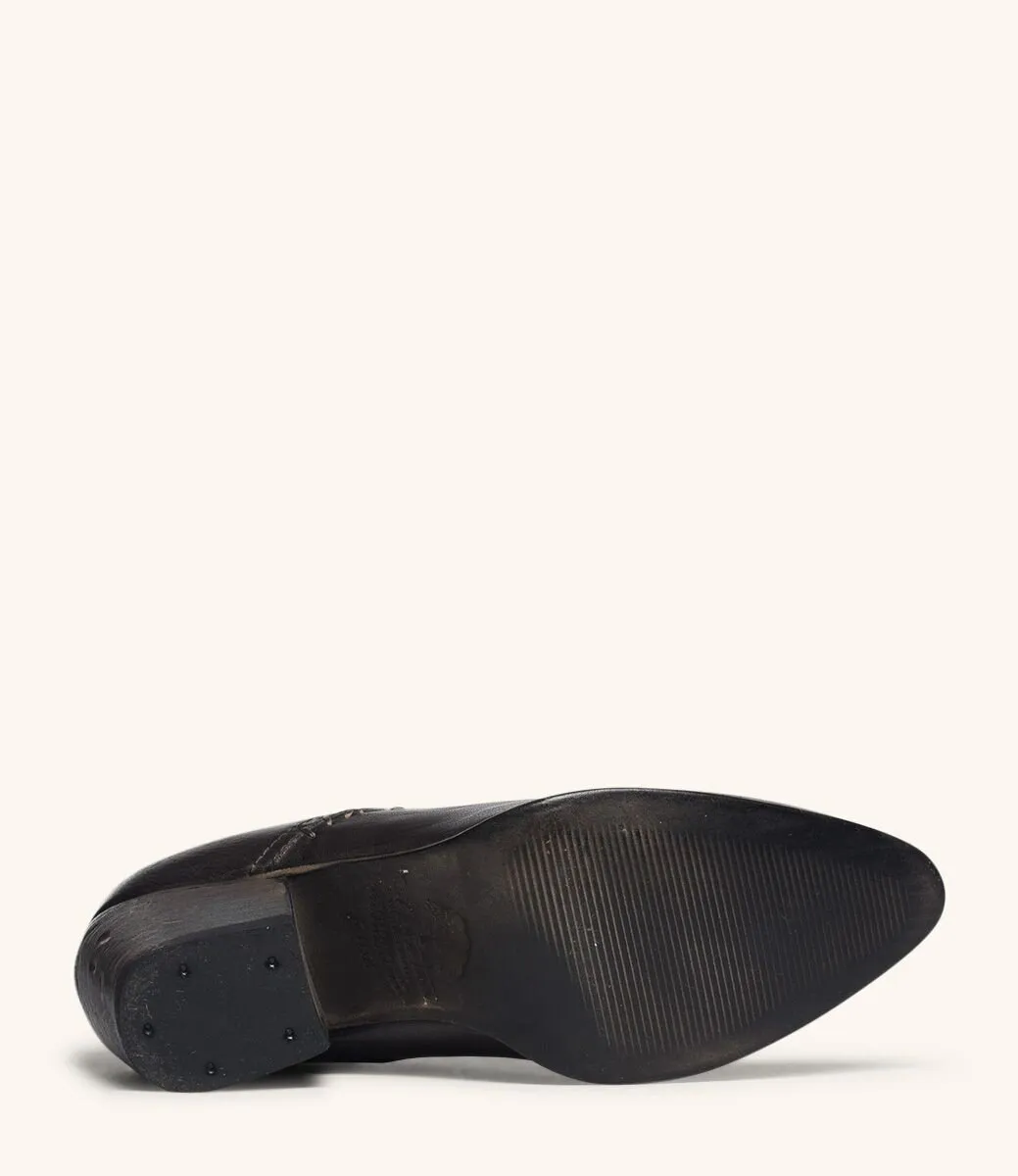 Retro Style Leather-Wrapped Heels in Black - SOLD OUT